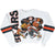 Front of white Chicago Bears sweatshirt with all-over football graphic and orange and navy sleeve stripes