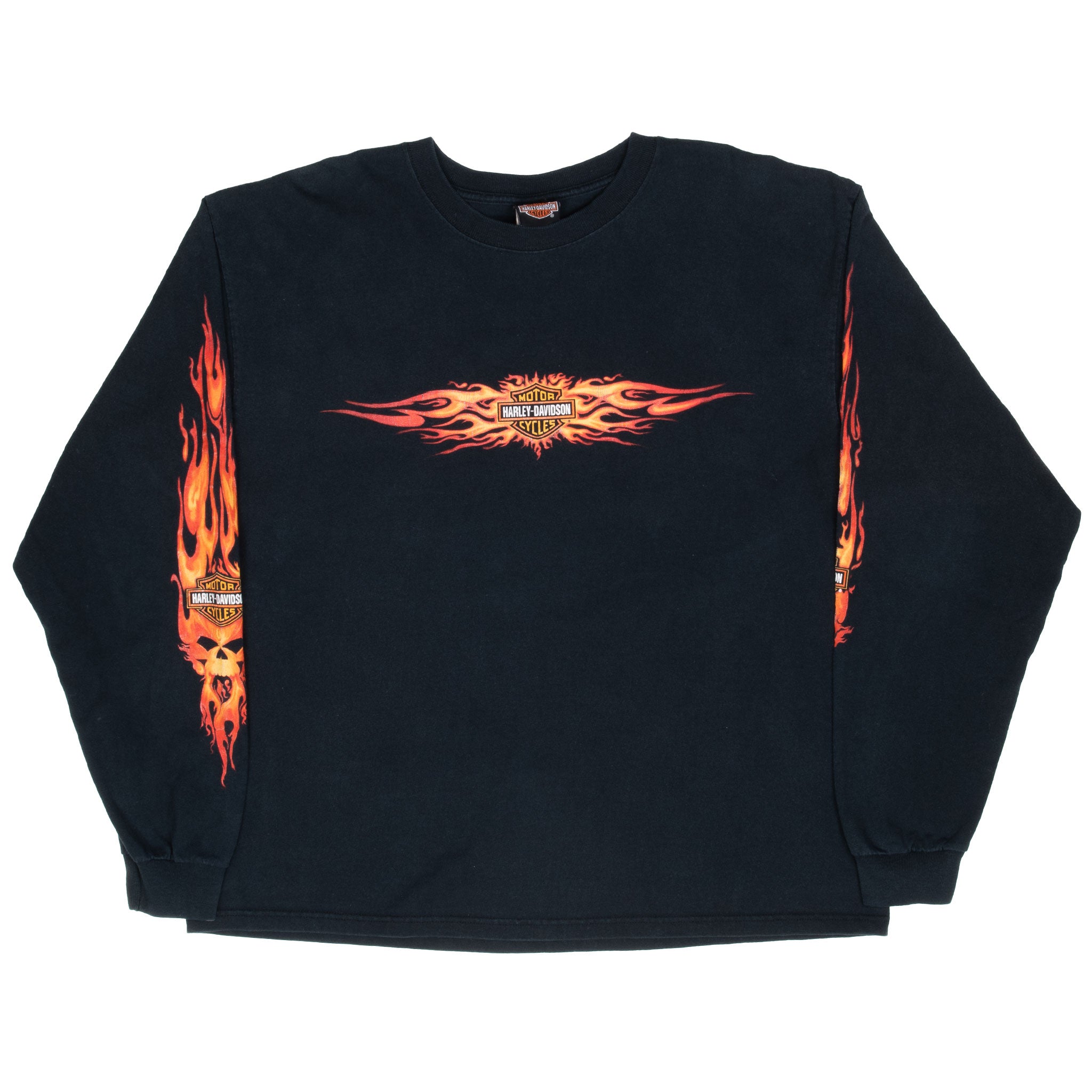 Vintage Harley Davidson Flame Long Sleeve Tee Shirt 2002 Size XL