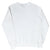 Back of plain white crewneck sweatshirt with raglan sleeves and ribbed trim