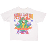 Vintage MLB Atlanta Braves Western Division Champions 1992 Back to Back White Tee Shirt Size XL Made In USA With Single Stitch Sleeves