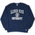 Full front view of navy Illinois State University sweatshirt with white collegiate print