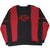 Full front view of black and red Harley-Davidson crewneck sweatshirt with embroidered logos