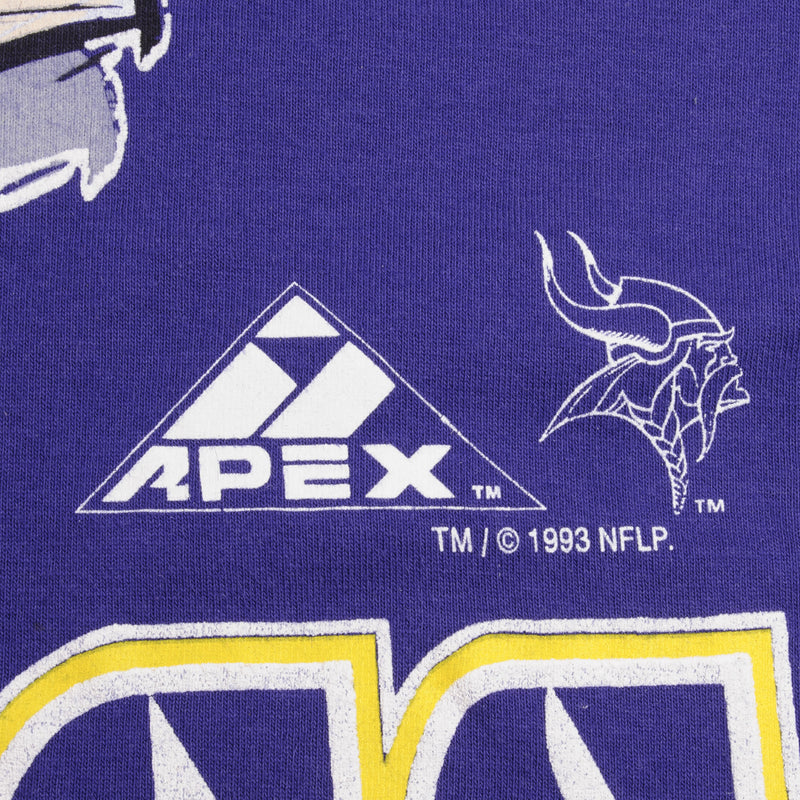 Vintage NFL Minnesota Vikings 1993 Tee Shirt Size Medium Made In Usa With Single Stitch Sleeves