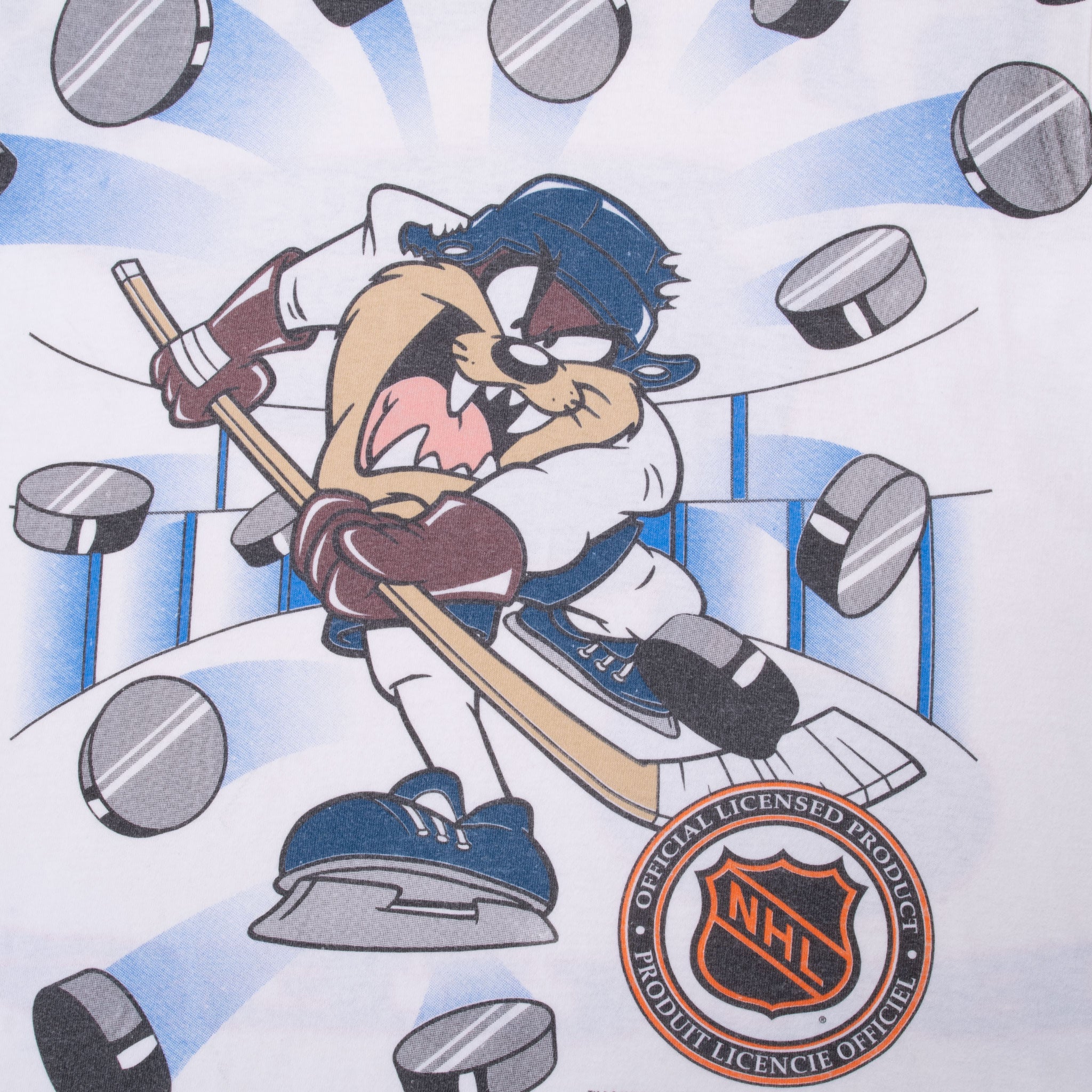 Vintage Nhl St Louis Blues Taz Looney Tunes Tee Shirt 1995 Size Large Made In Usa With Single Stitch Sleeves