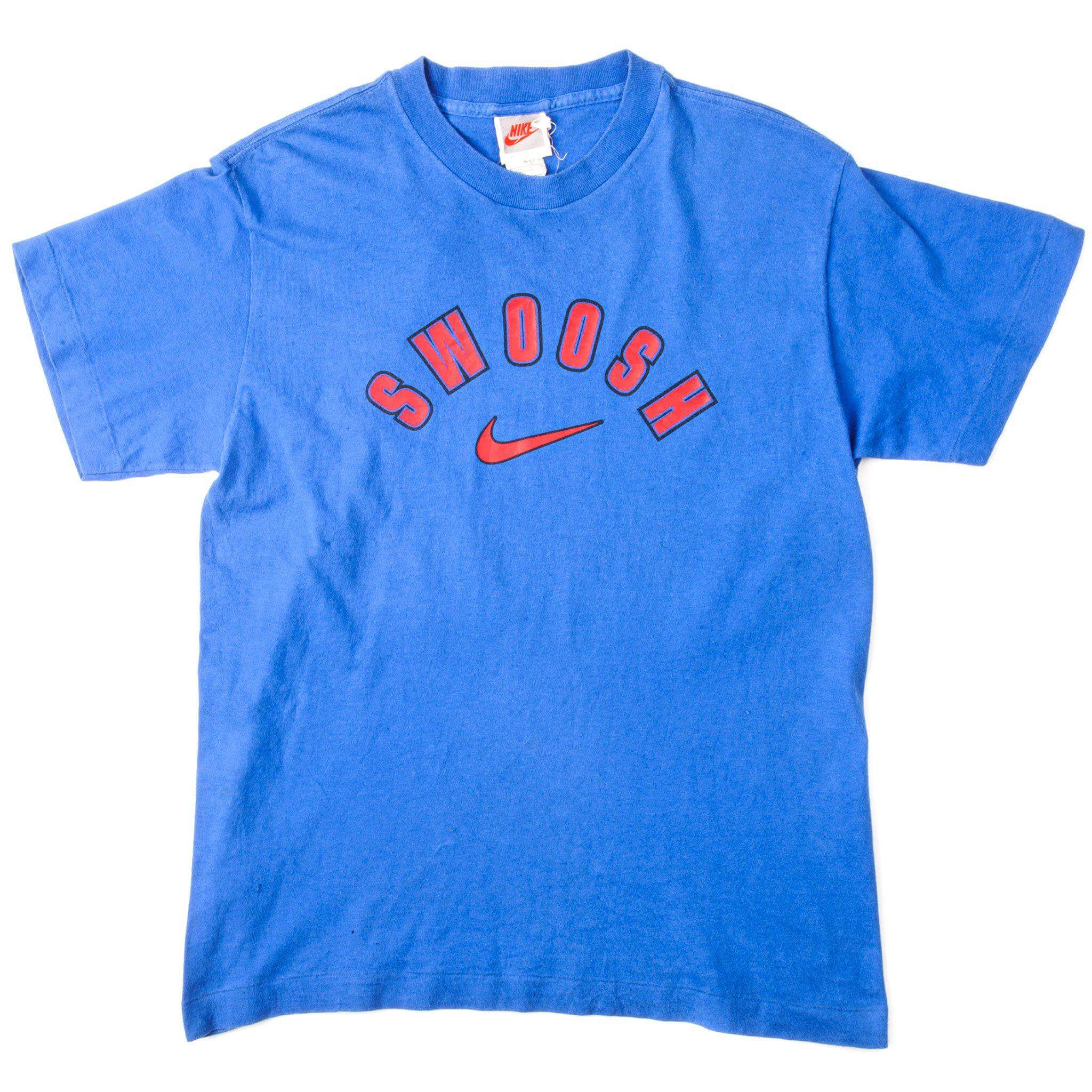 Vintage Nike Swoosh Tee Shirt from 1987 to 1992 Size Medium Made In USA. Blue