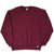 Full front view of burgundy Russell Athletic crewneck sweatshirt with ribbed cuffs and waistband