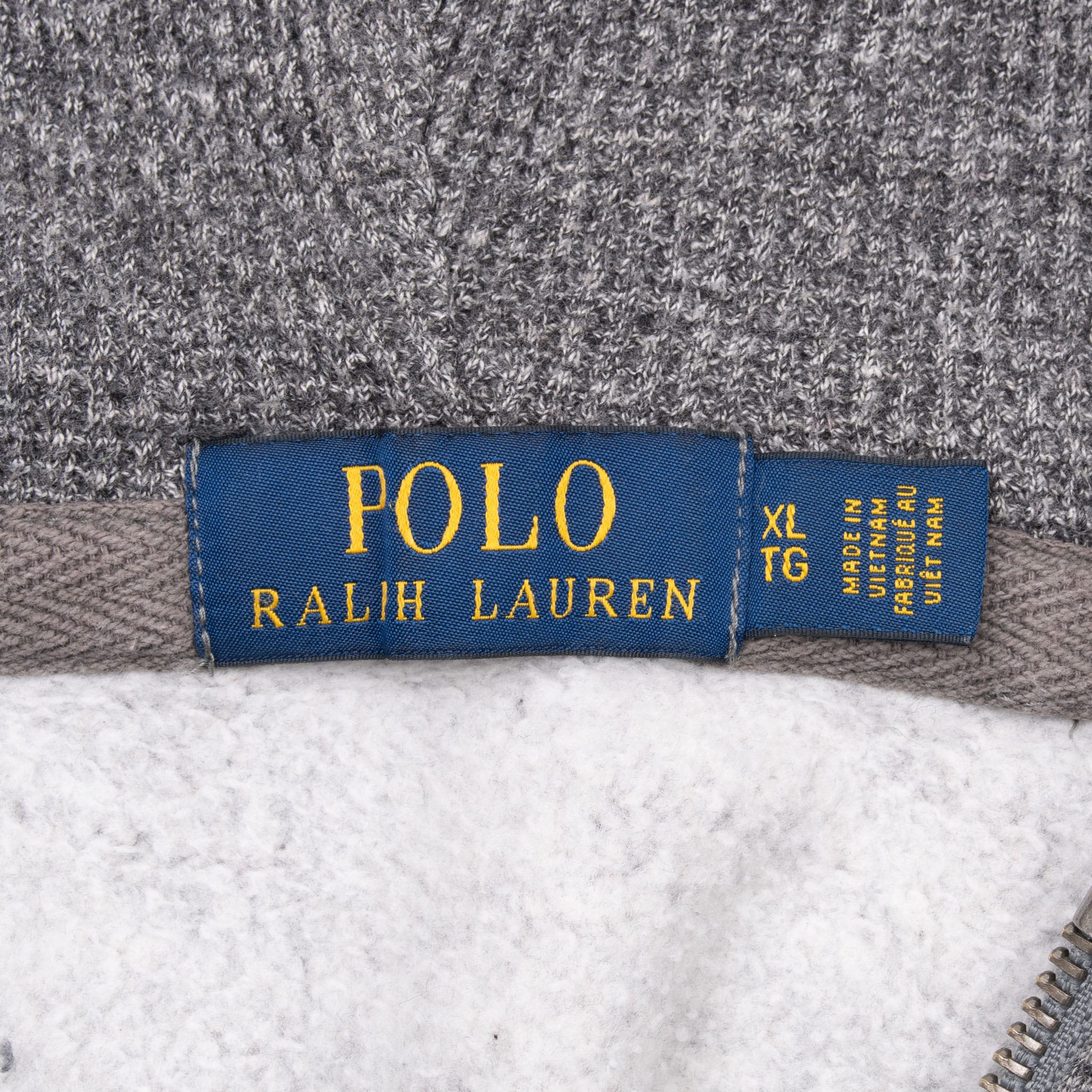 Vintage Ralph Lauren Full Zip Grey Hoodie Sweatshirt Size Xl