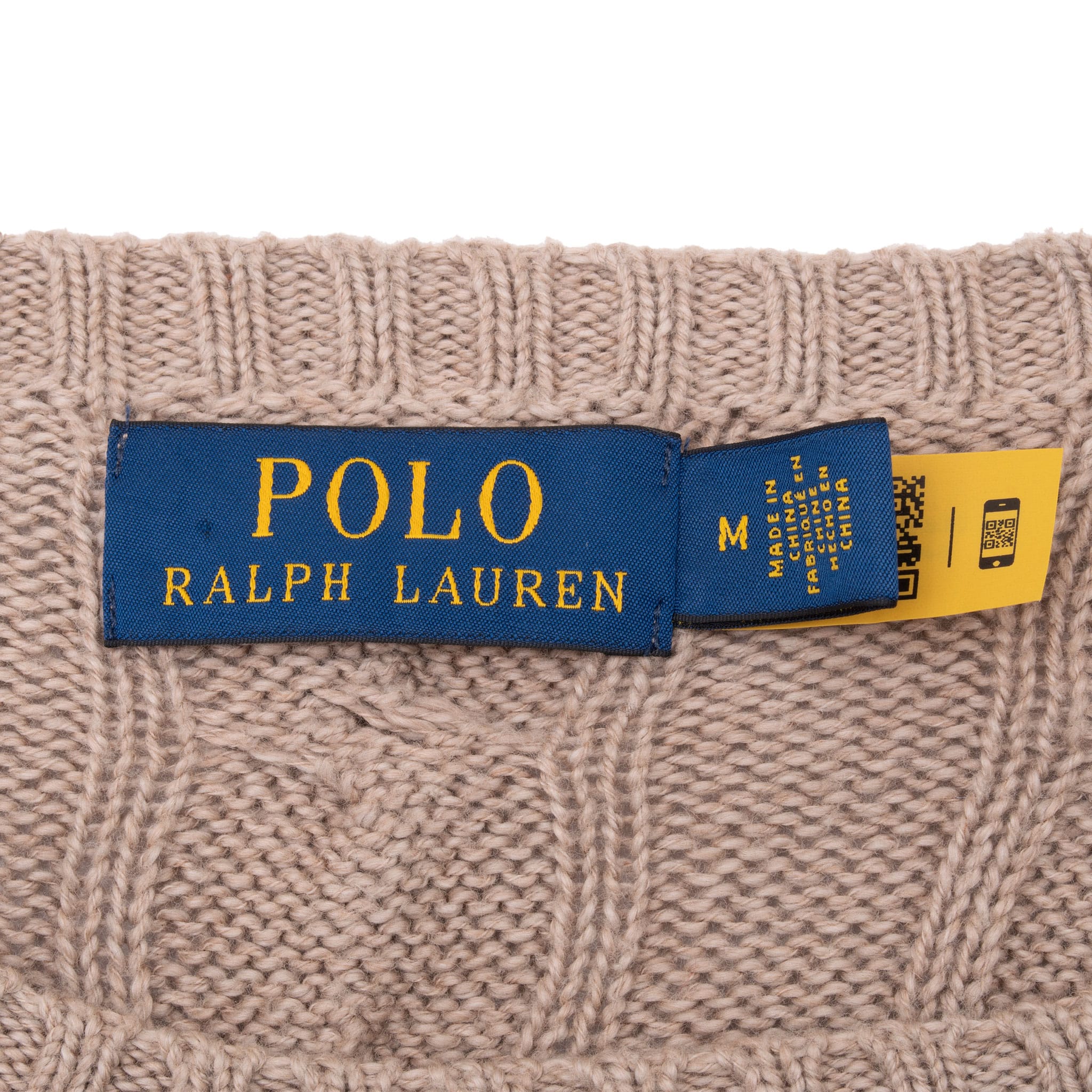 Vintage Polo Ralph Lauren Beige Knit Sweater Size Medium