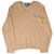 Polo Ralph Lauren beige knit V-neck sweater front with long sleeves and pony embroidery