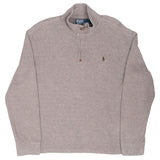 Vintage Polo Ralph Lauren Khaki Green Quarter 1/4 Zip Sweater 1990S Size Large