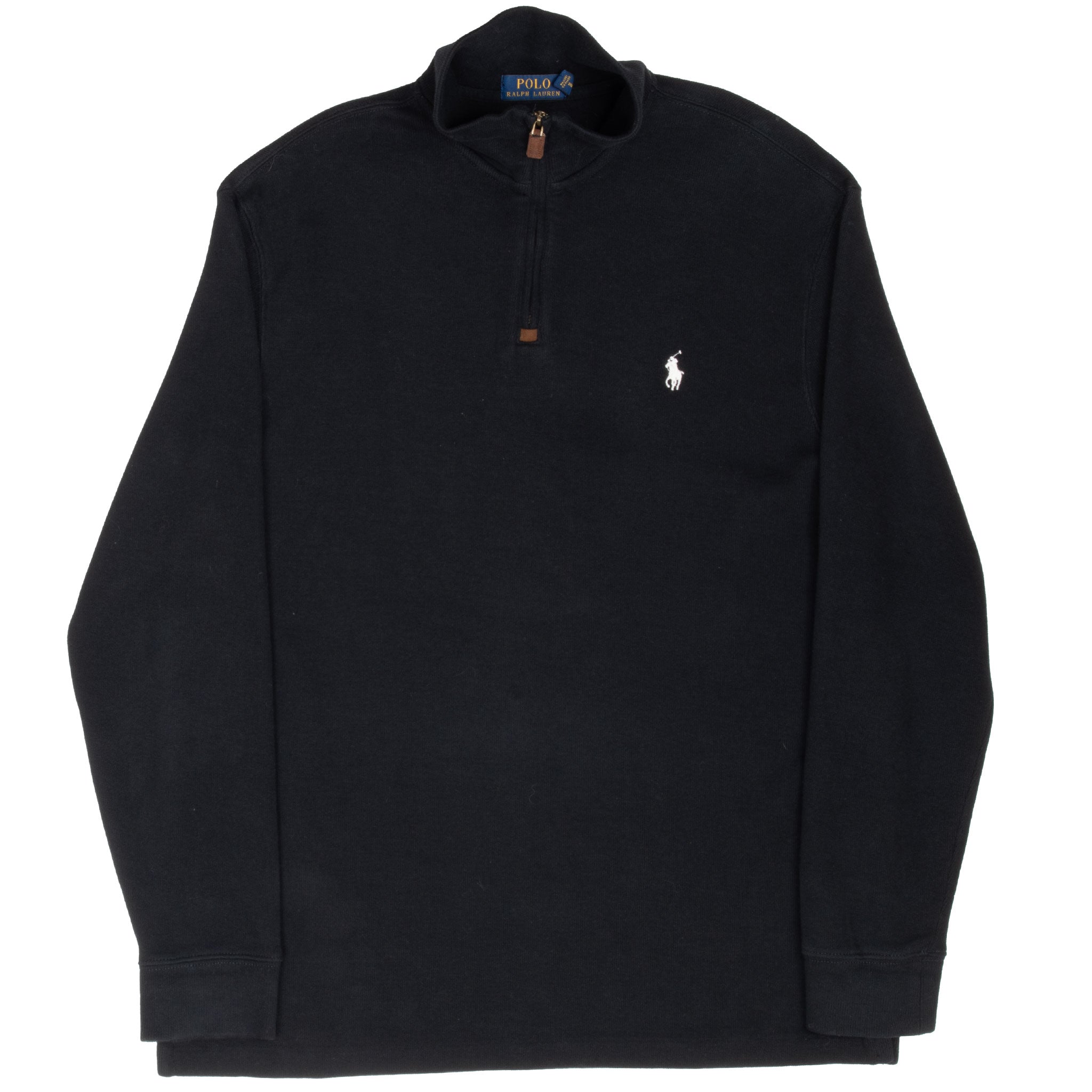 Vintage Polo Ralph Lauren Black Quarter 1/4 Zip Sweater Size Large