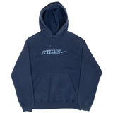 Vintage Nike Spellout Swoosh Navy Blue Hoodie Sweatshirt 2000S Size Medium