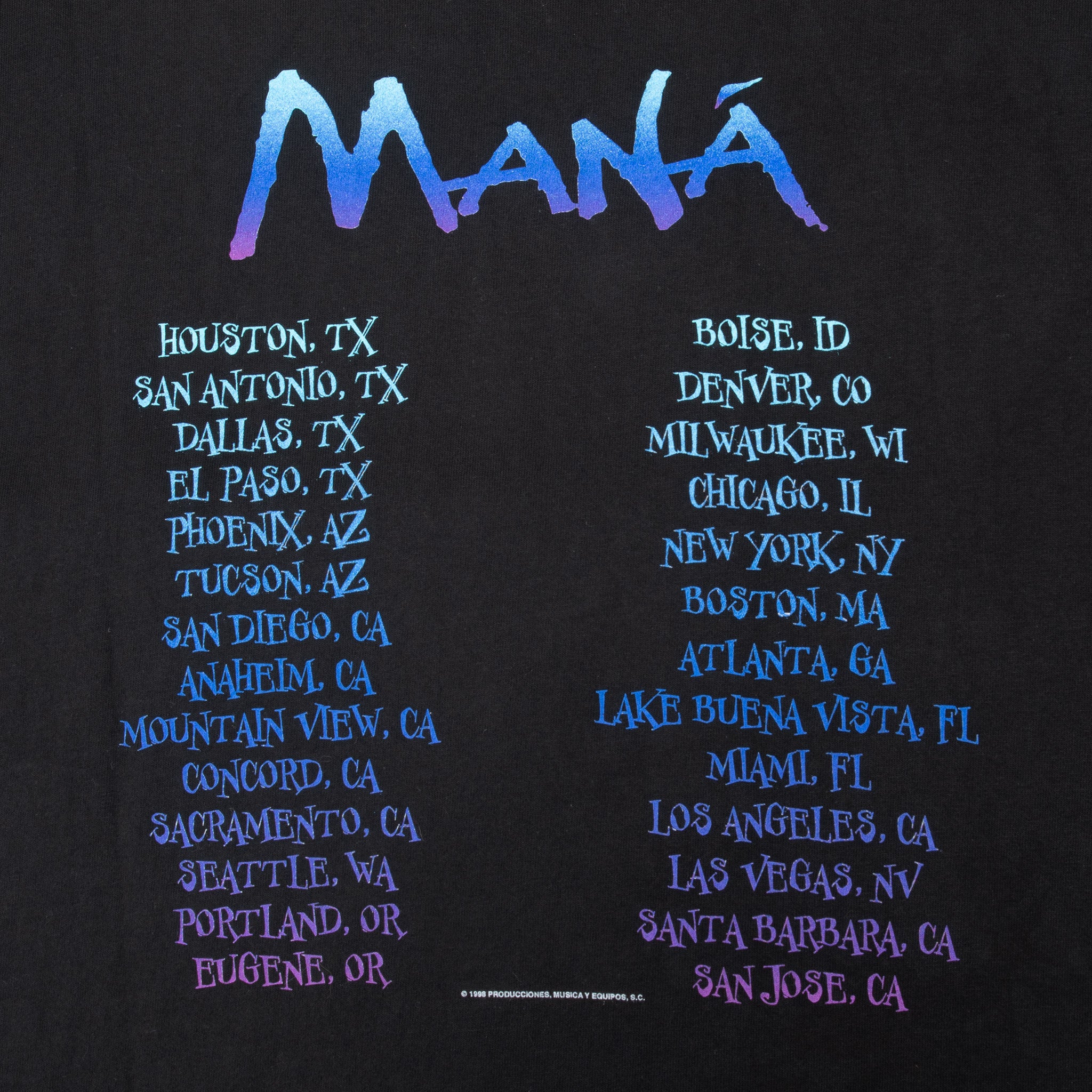 Vintage Maná 1998 Tee Shirt Size XL