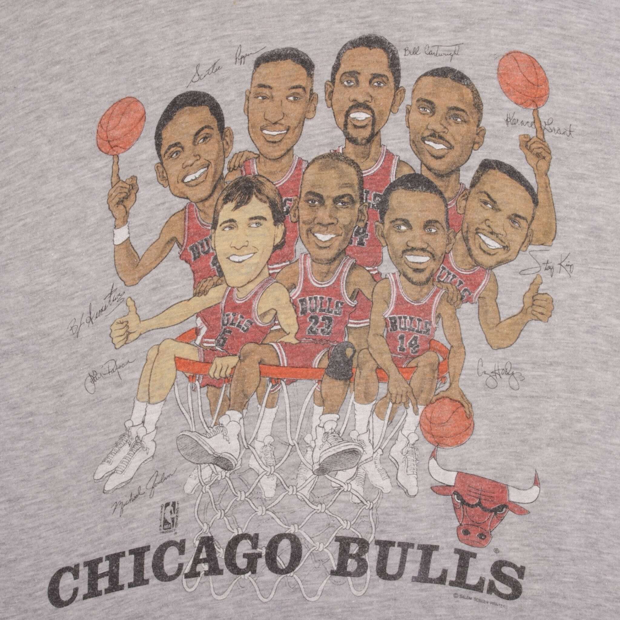Vintage Chicago Bulls Hoopla 1980s Tee Shirt Size Medium Made In USA With Single Stitch Sleeves
