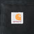 Close-up of Carhartt logo patch stitched to the black front pocket