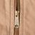 Close-up of Carhartt-engraved brass zipper pull on brown canvas vest