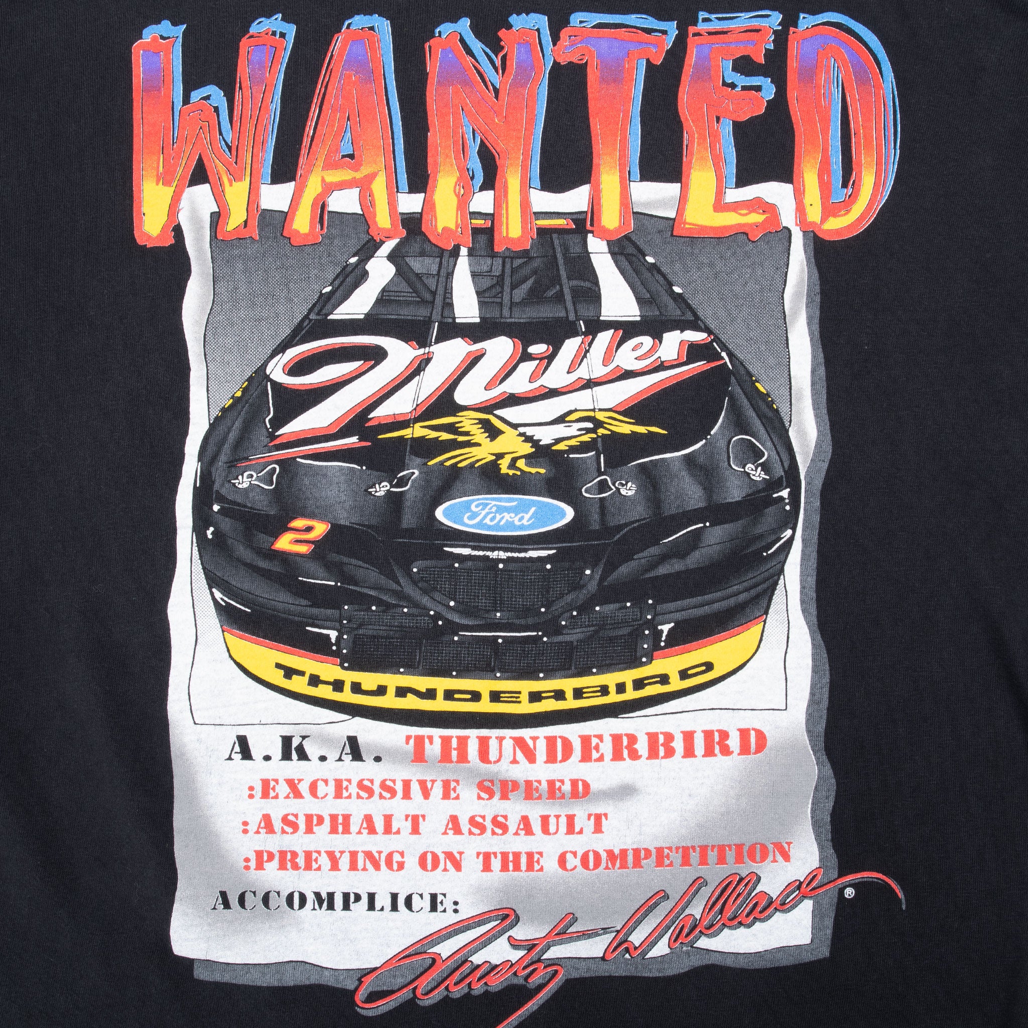 Vintage Nascar Rusty Wallace Predator Escaped 1996 Tee Shirt Large Made In Usa With Singe Stitch Hem