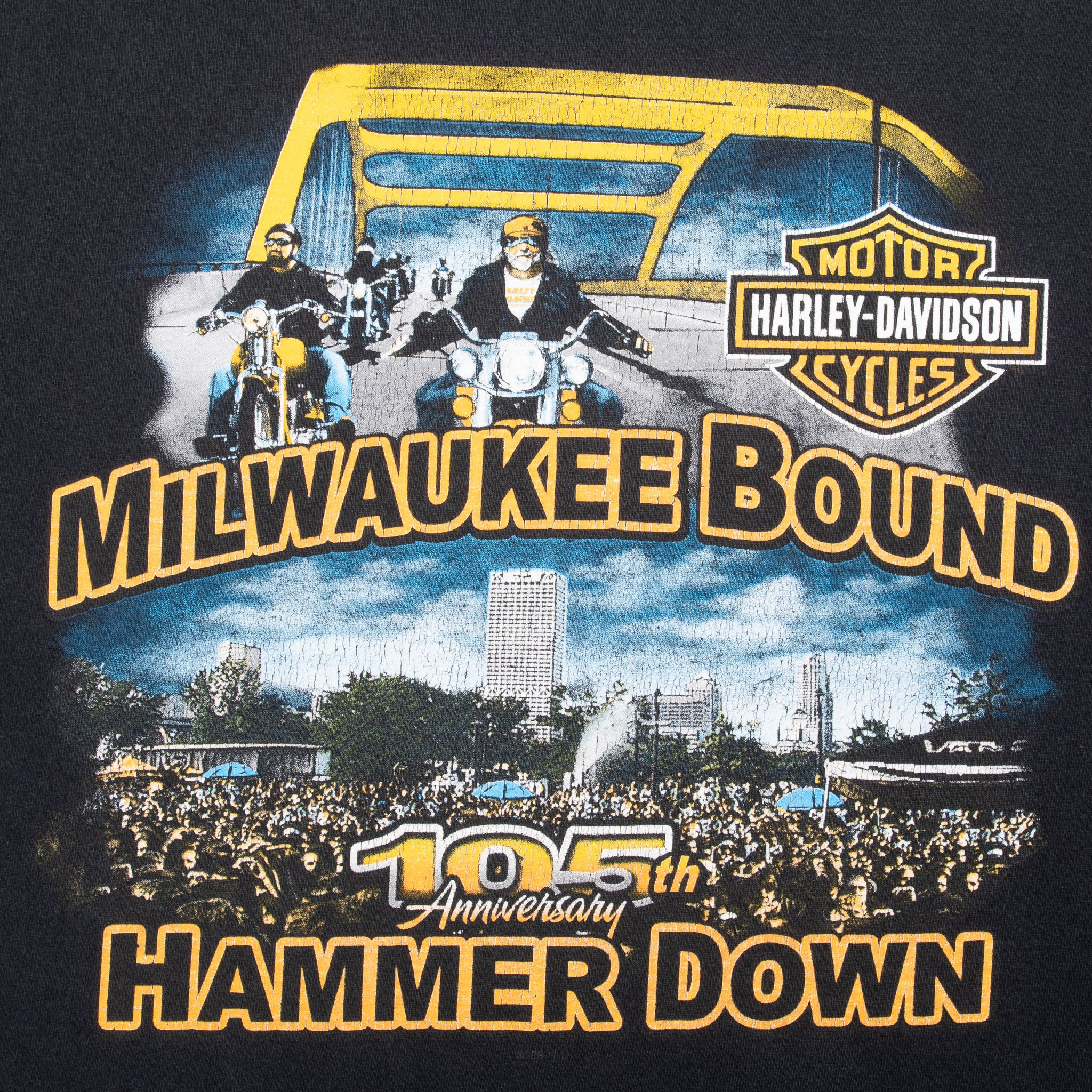 Vintage Harley Davidson 105 Years Anniversary Milwaukee Wisconsin Tee Shirt 2008 Size XL