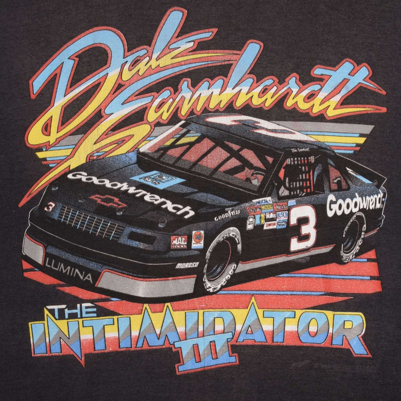 Vintage Nascar Dale Earnhardt Intimidator 3 1990 Tee Shirt Size Large Made In Usa With Single Stitch Sleeves