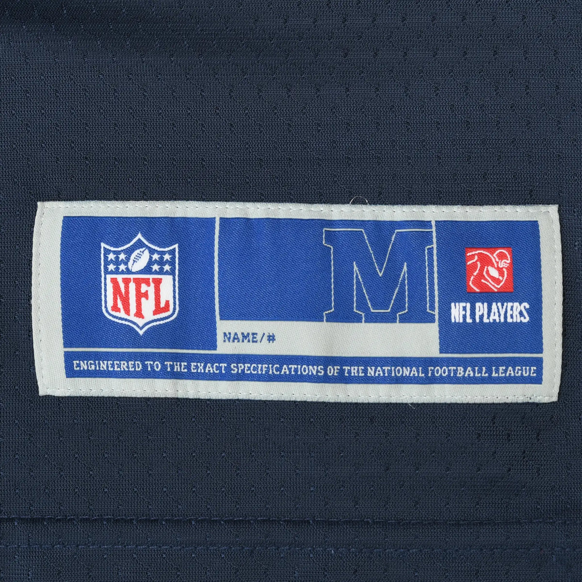 NFL and NFL Players medium hem label on navy Chicago Bears jersey
