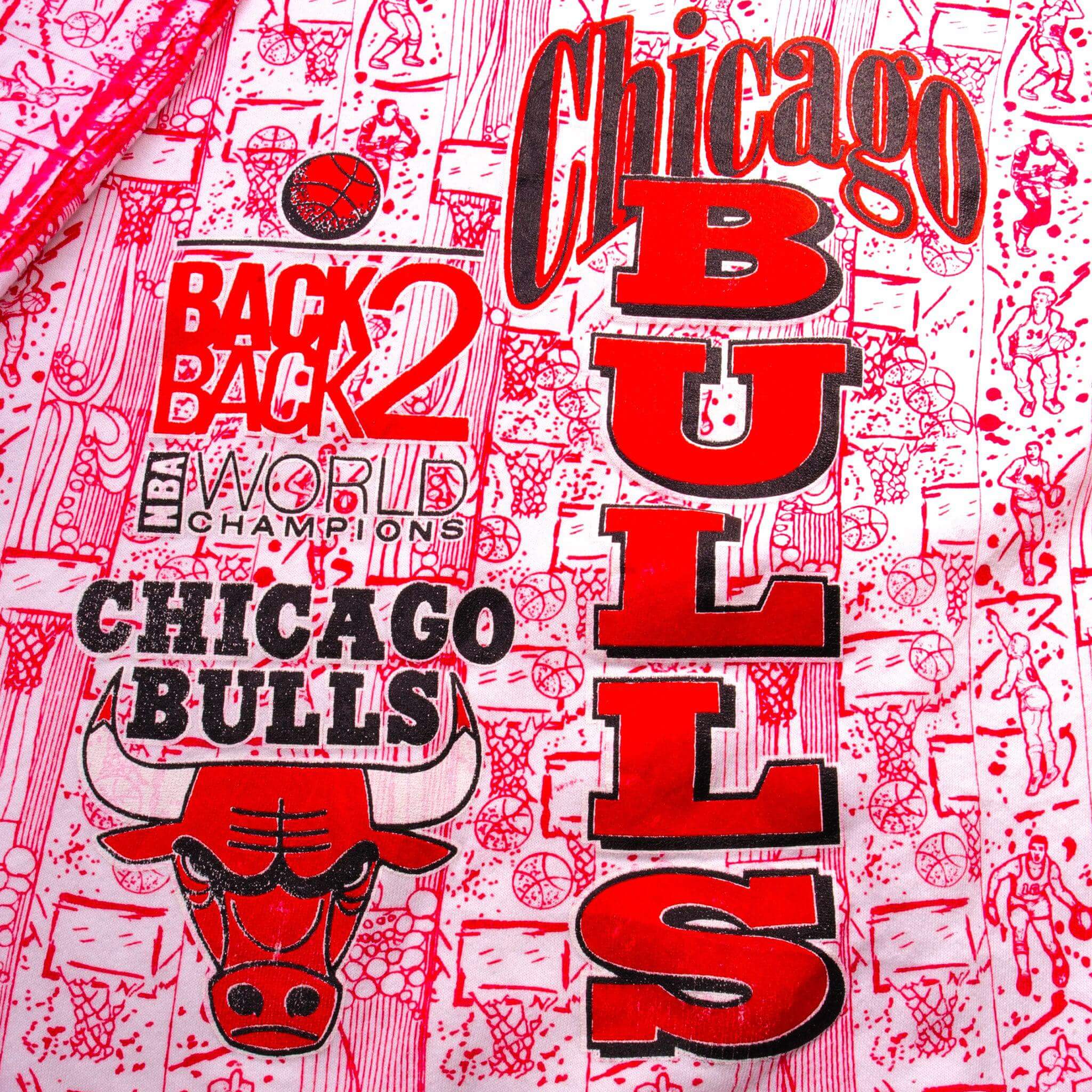Vintage NBA All Over Print Chicago Bulls Back 2 Back Champions 1992 Sweatshirt Size XL