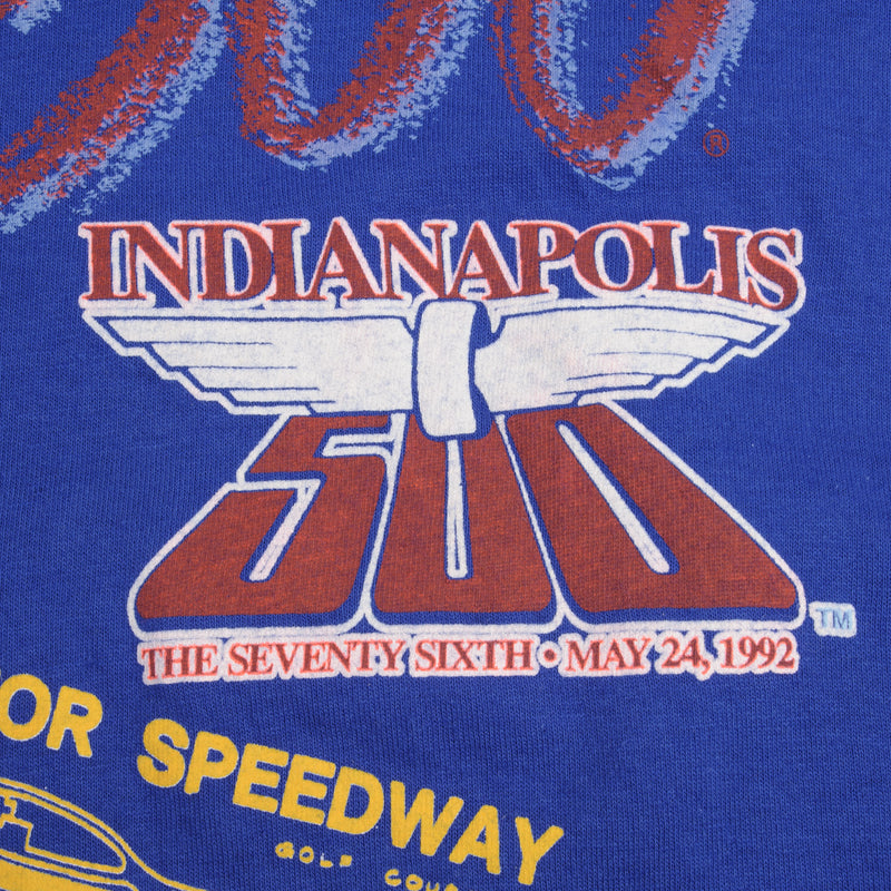 Vintage Racing Indy Car Indianapolis 500 1992 Tee Shirt Size Large Made In Usa With Single Stitch Sleeves