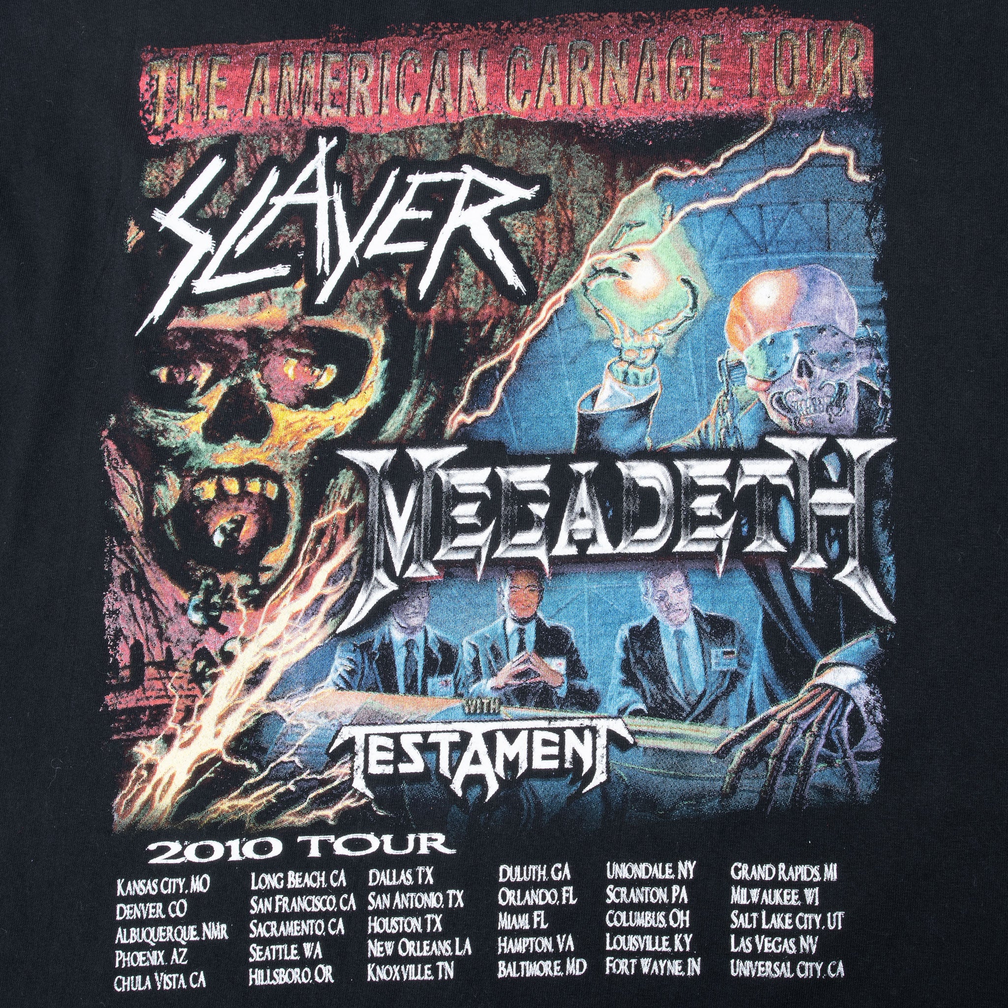 Vintage Slayer The American Carnage Tour 2010 Tee Shirt Size Large