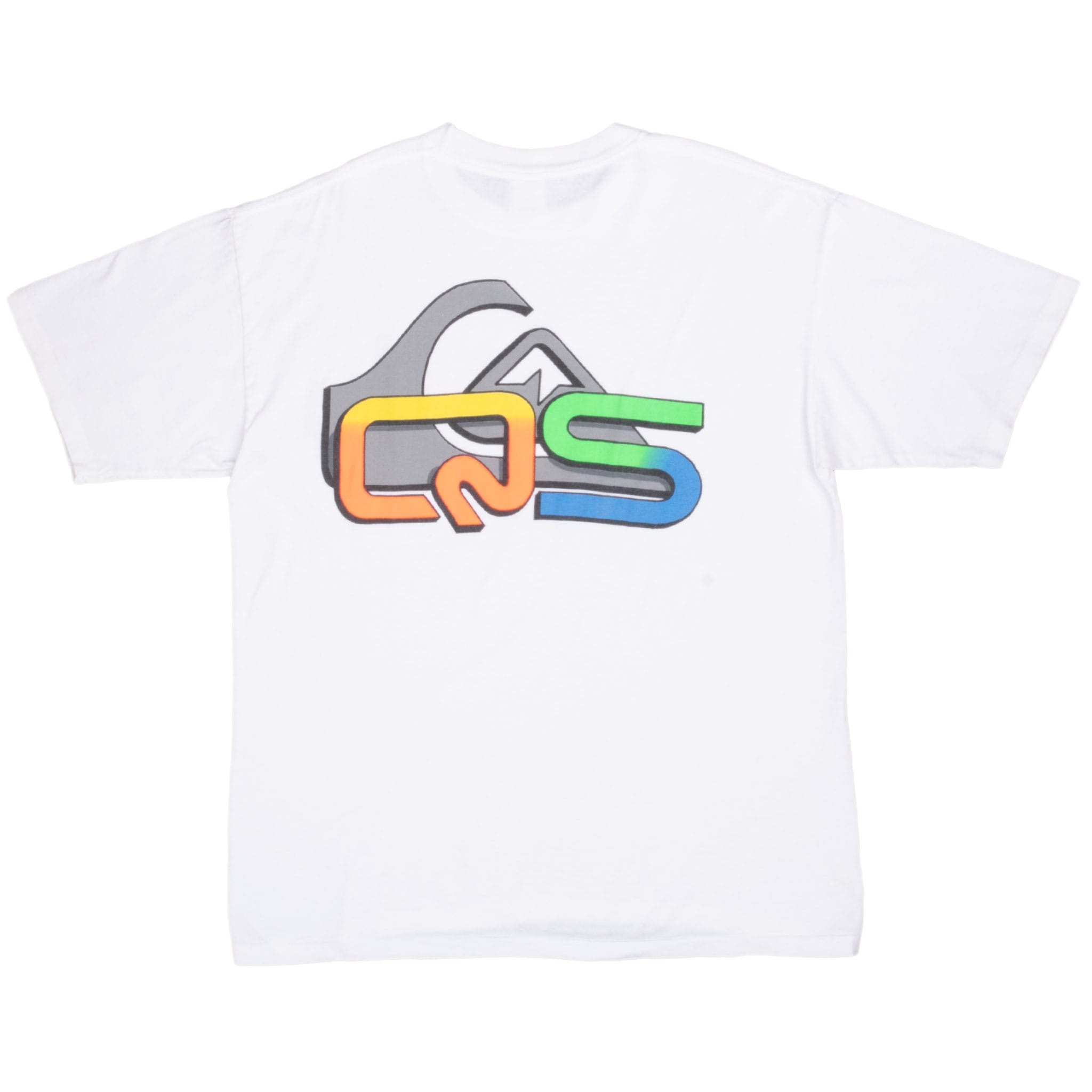 Vintage Quicksilver White Surf Tee Shirt 1990S Size Large Made In Usa With Single Stitch Sleeves