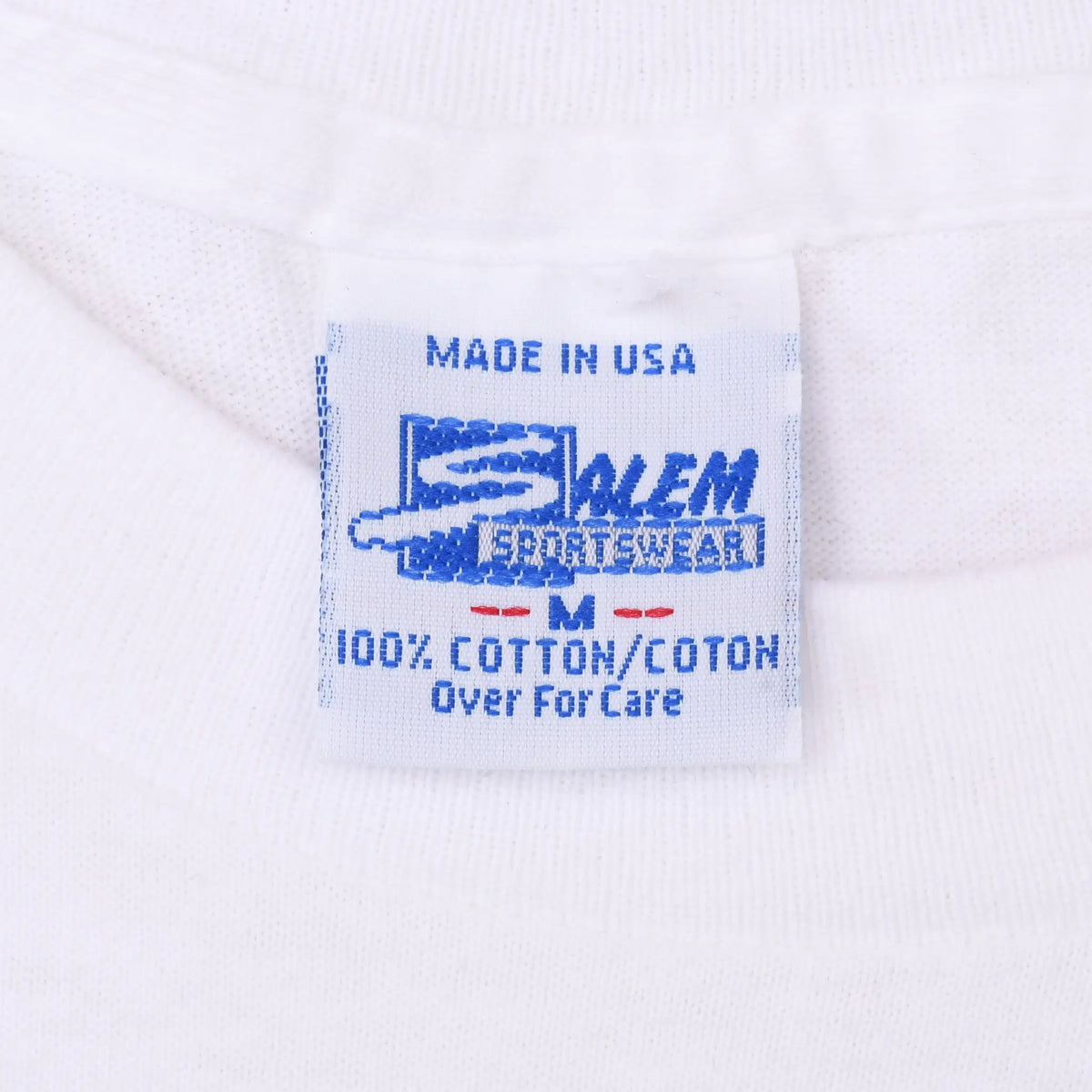 Salem Sportswear neck label marked medium, Made in USA and 100% cotton