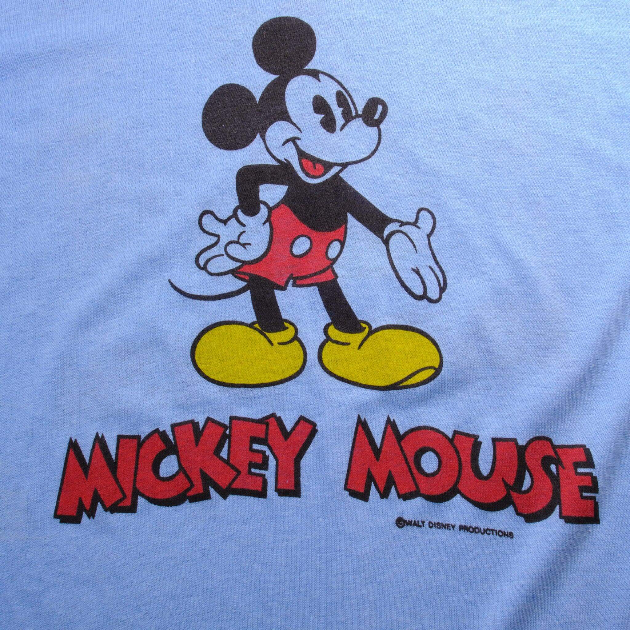 Vintage Disney Mickey Mouse 1980S Tee Shirt Size Medium Made In USA With Single Stitch Sleeves