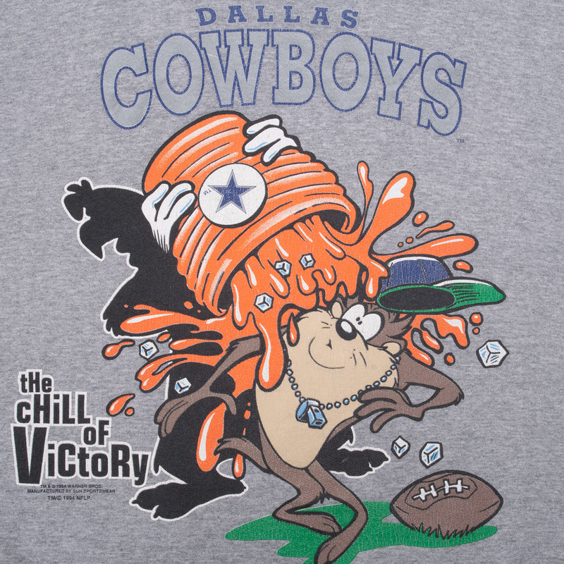 Vintage Nfl Dallas Cowboys Taz Looney Tunes 1994 Sweatshirt Size Large Made In Usa