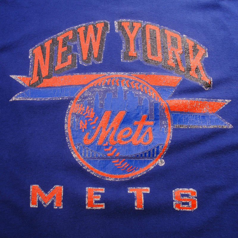 Vintage Blue Champion MLB New York Mets Tee Shirt 1988 Size L With Single Stitch. Made In USA.