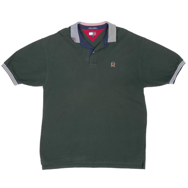 Vintage Tommy Hilfiger Green Polo Shirt 1990S Size XL