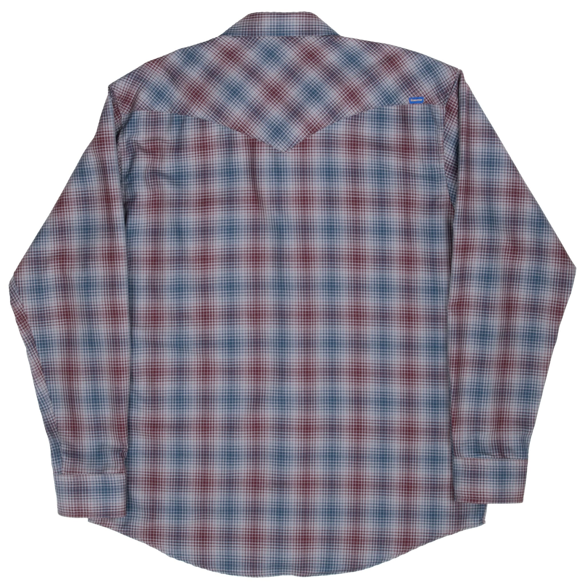 Vintage Pendleton Grey Blue Burgundy Plaid Pearl Buttons Western Wool Shirt 2000S Size Xl
