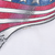 Close-up of the 1997 copyright mark beneath the red, white, and blue flag print