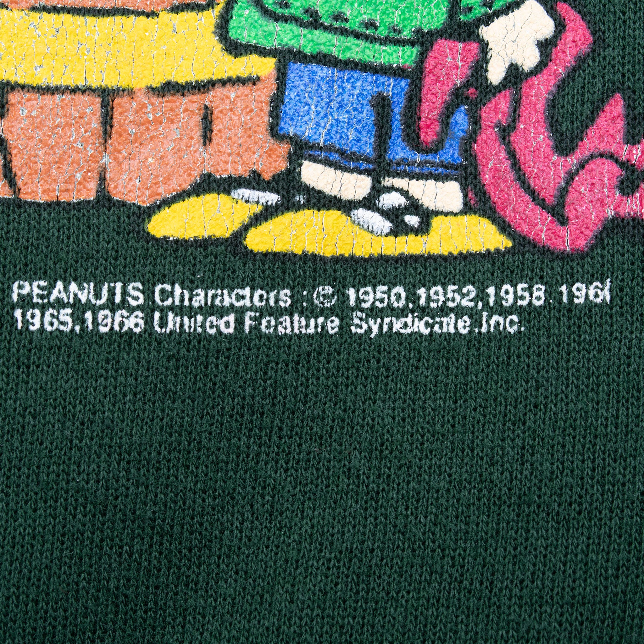 Vintage Snoopy Apple Peanuts Green Sweatshirt 1980S Size Large Made In Usa