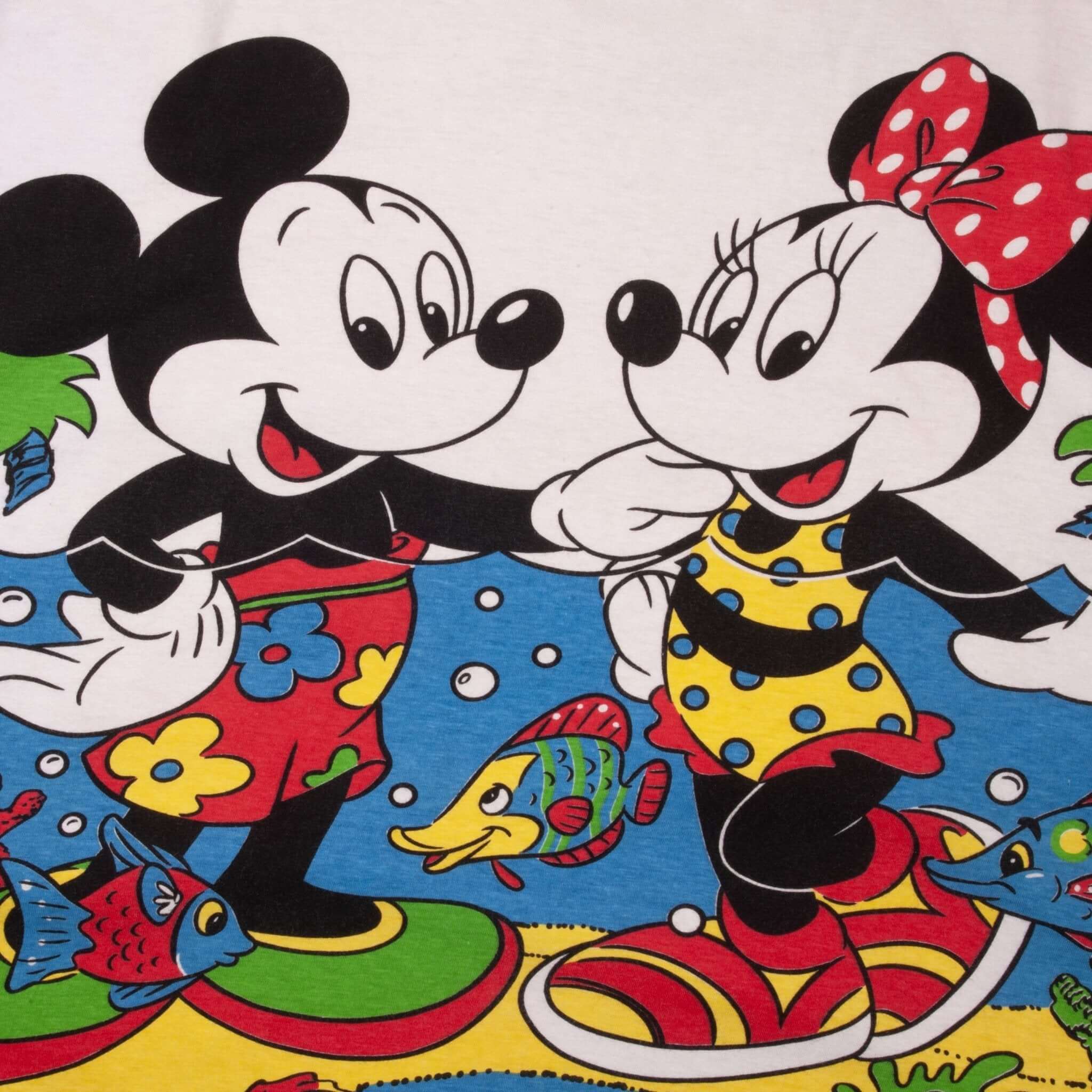 Vintage Walt Disnet Company Mickey And Minnie Mouse Under Water 1990S Tee Shirt Size XL