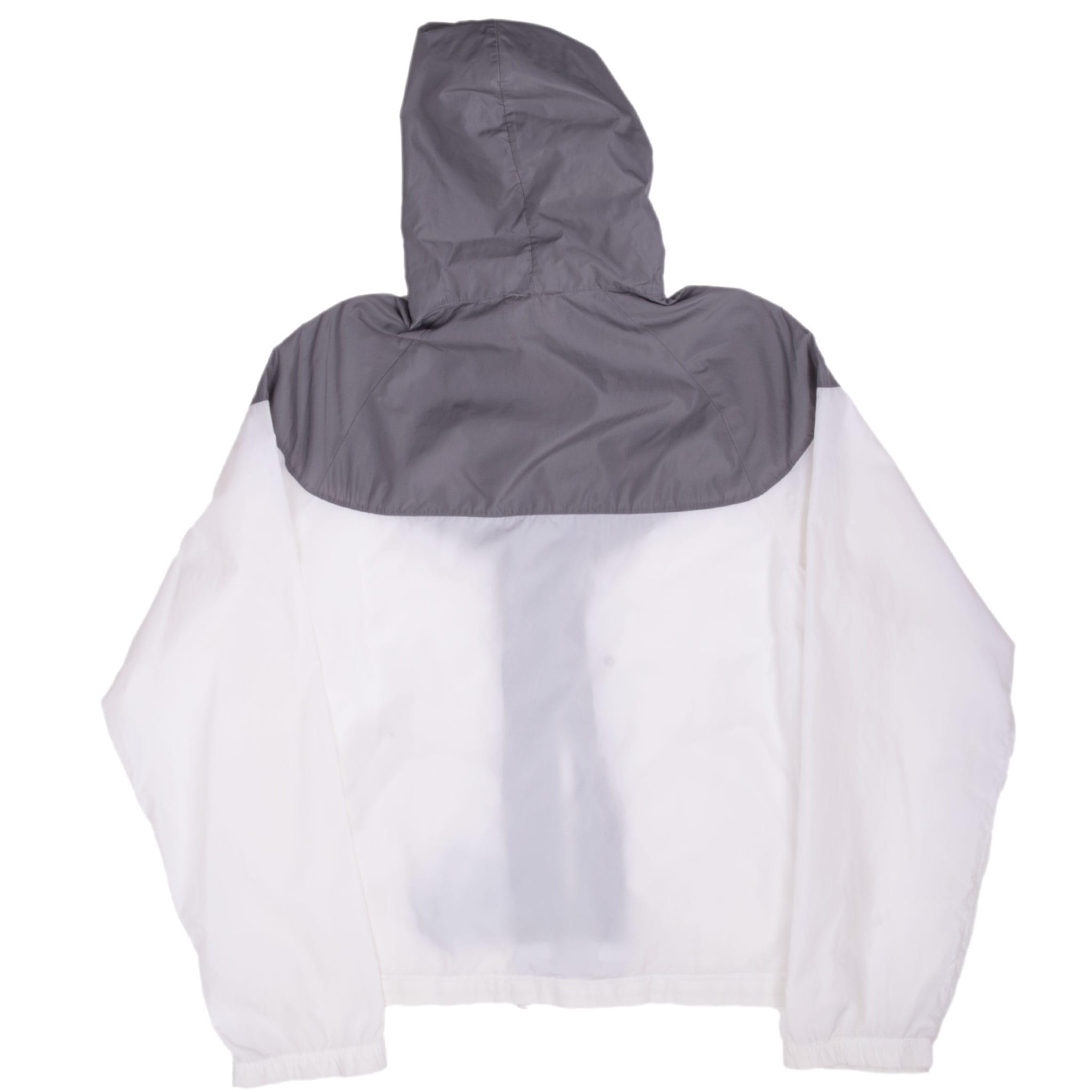 Vintage Nike Grey & White Windbreaker Hooded Jacket 1980S Size Large