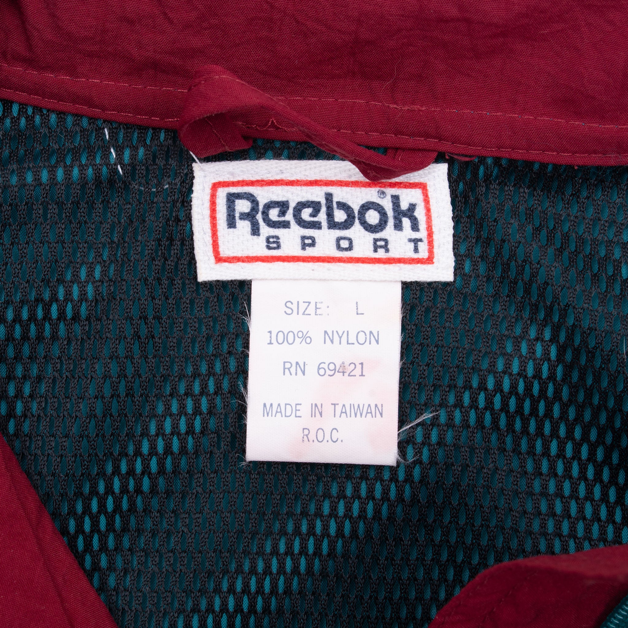 Vintage Reebok Blacktop Turquoise Pullover Windbreaker Jacket 1990S Size Large