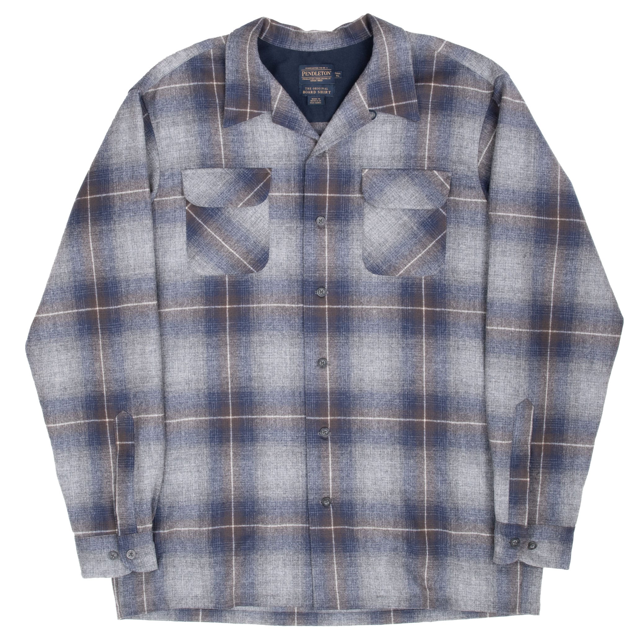 Vintage Pendleton Grey Plaid Western Wool Shirt 2000S Size Xl Tall