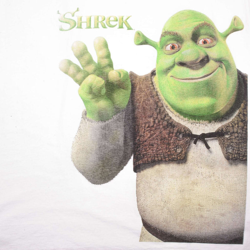 Vintage Shrek 3 Dreamworks Amination SKG Back Print White Tee Shirt Size XL