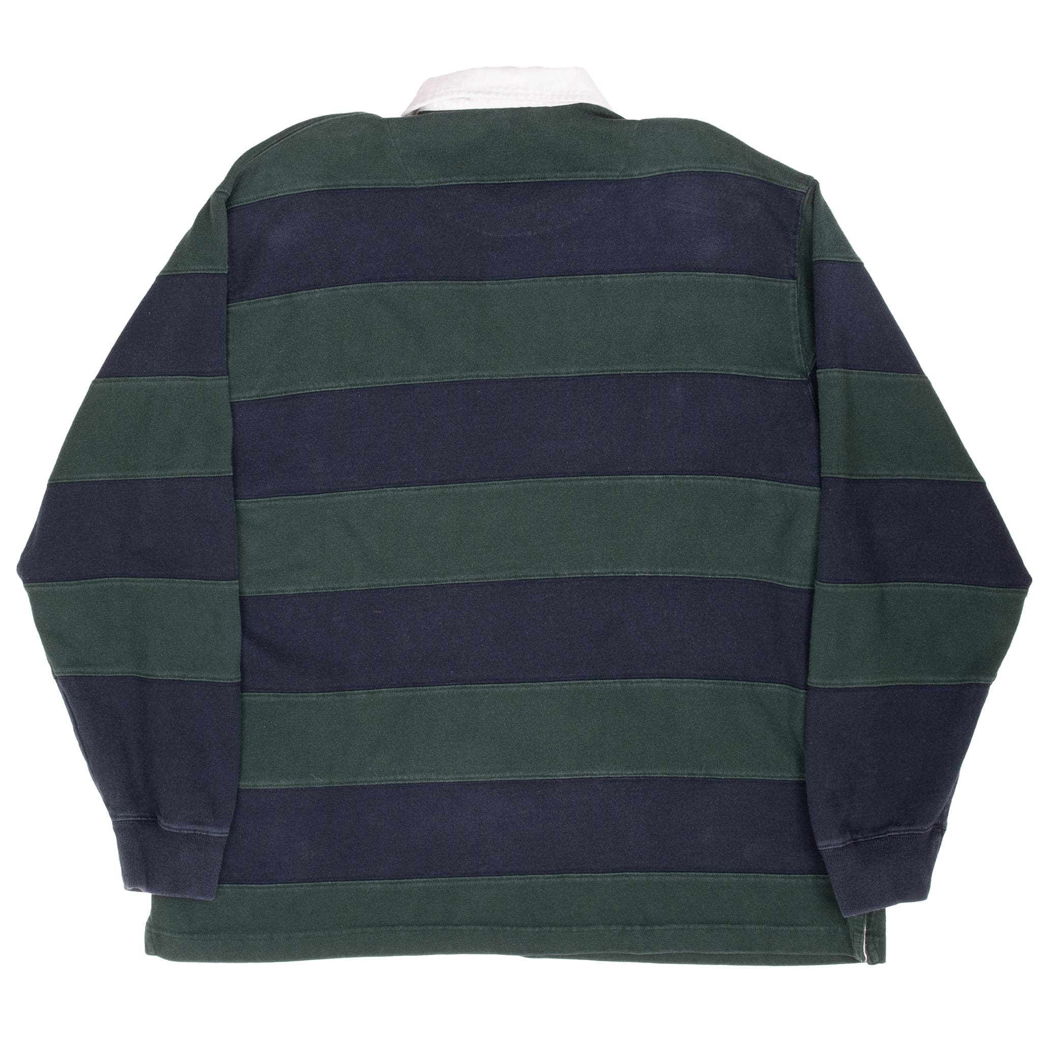 Vintage Polo Ralph Lauren Blue Green Striped Rugby Polo Shirt 1990S Size Large