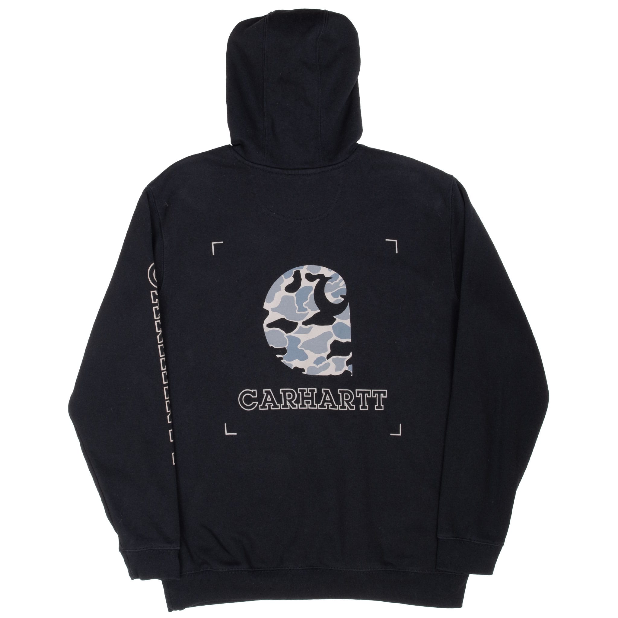 Vintage Carhartt Camo Logo Black Hoodie Sweatshirt Size Large
