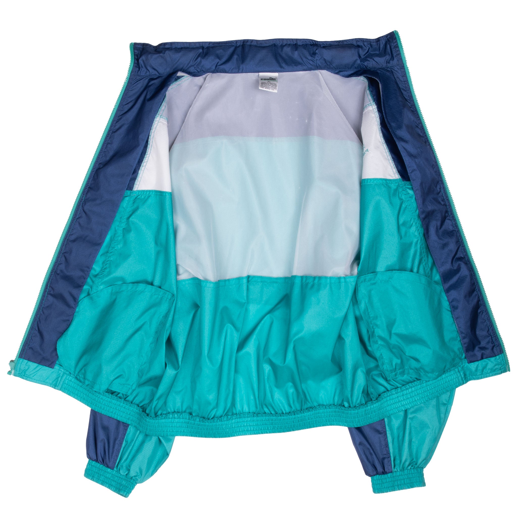 Vintage Puma Blue Neon Windbreaker Jacket 1980S Size XL