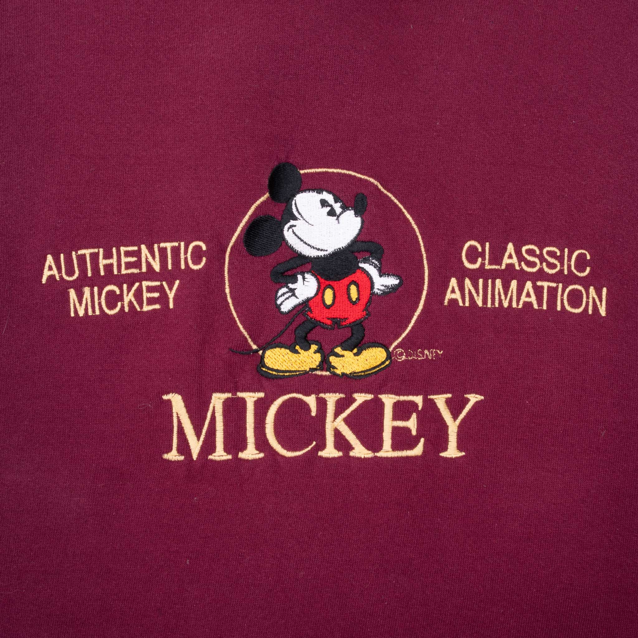 Vintage Disney Mickey Mouse Embroidered Red Sweatshirt Size Large 1990S Made In Usa