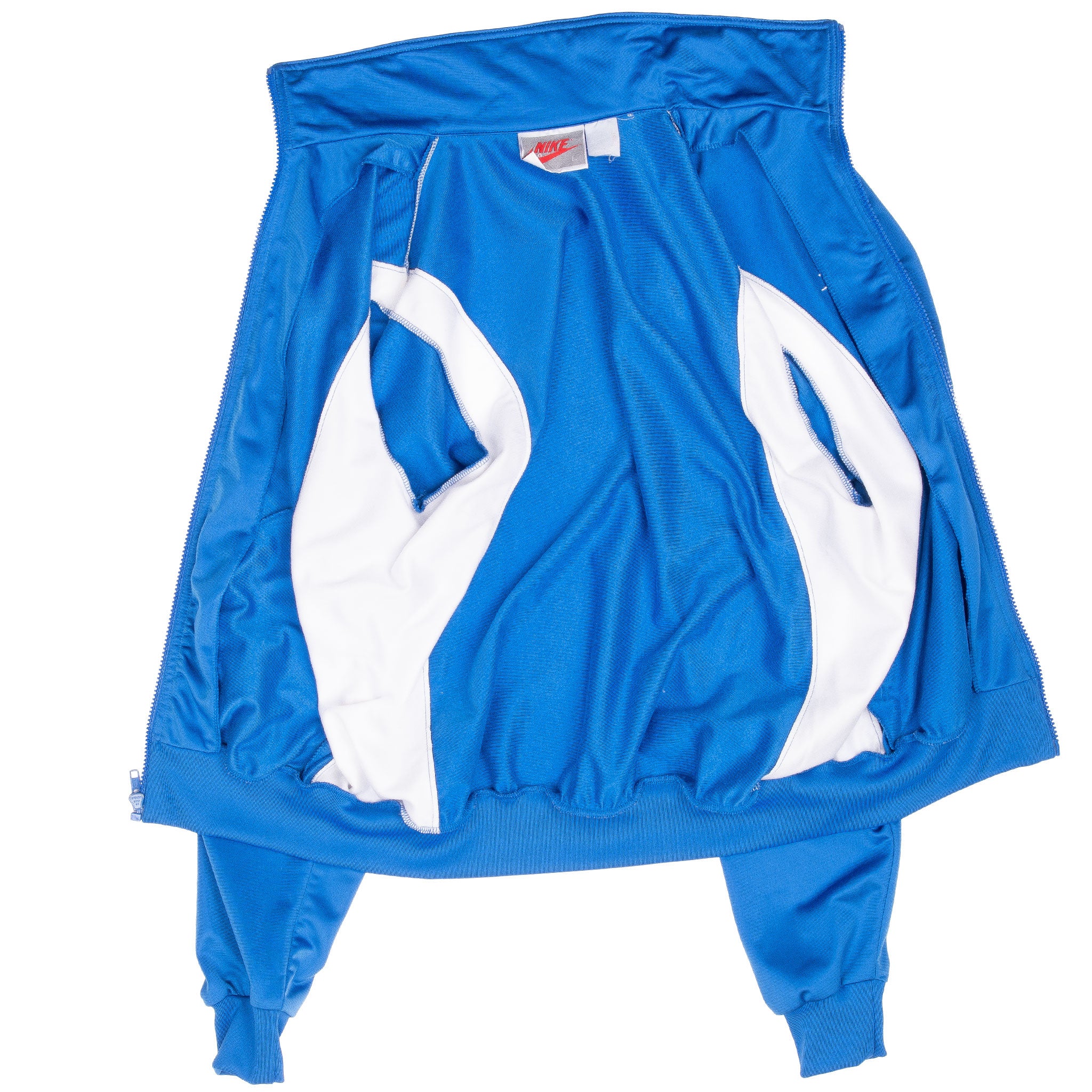 Vintage Nike Swoosh White Blue Tracksuit Jacket Late 1980S Size Large