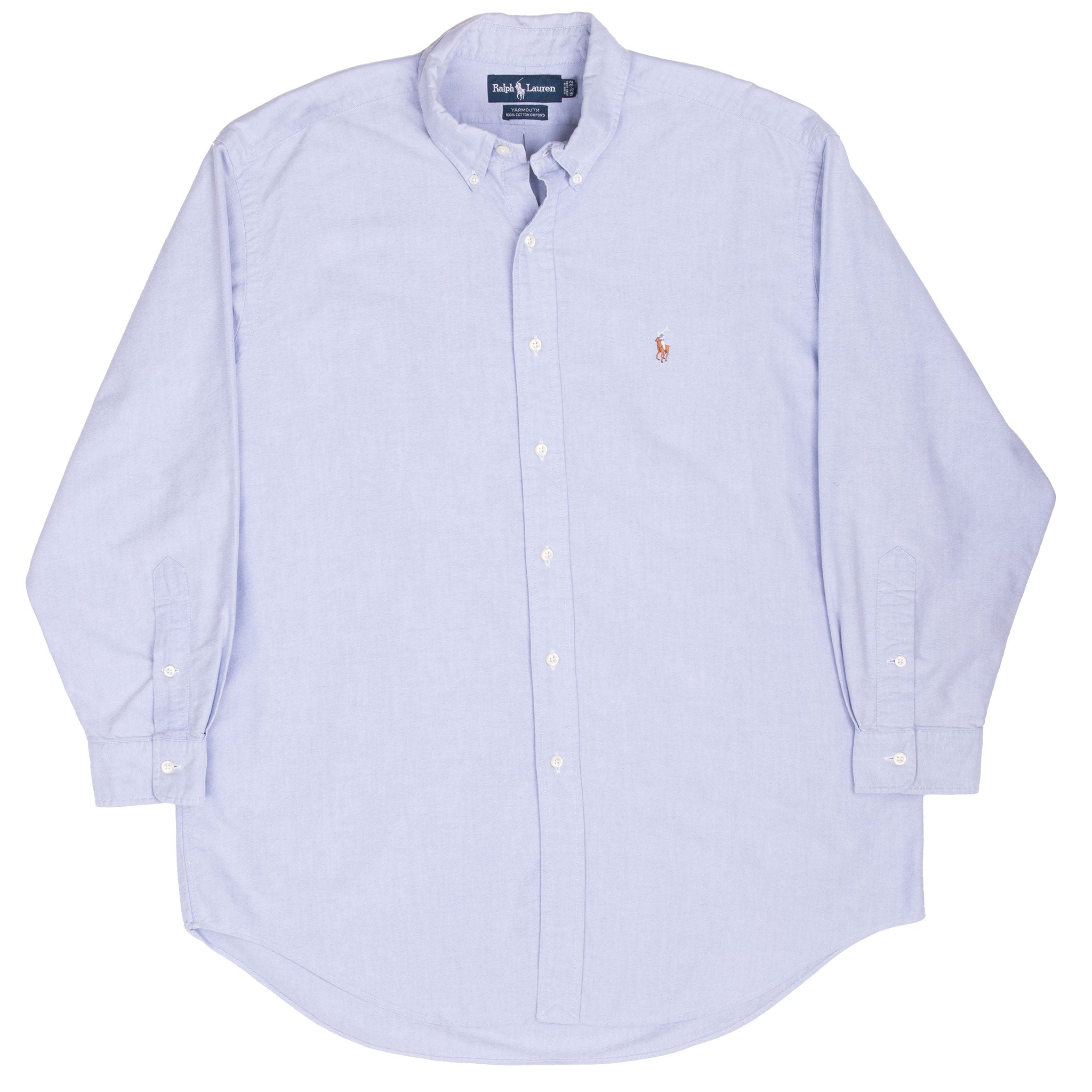 Vintage Ralph Lauren Blue Striped Shirt 1990S Size Large 16 1/2 X 32