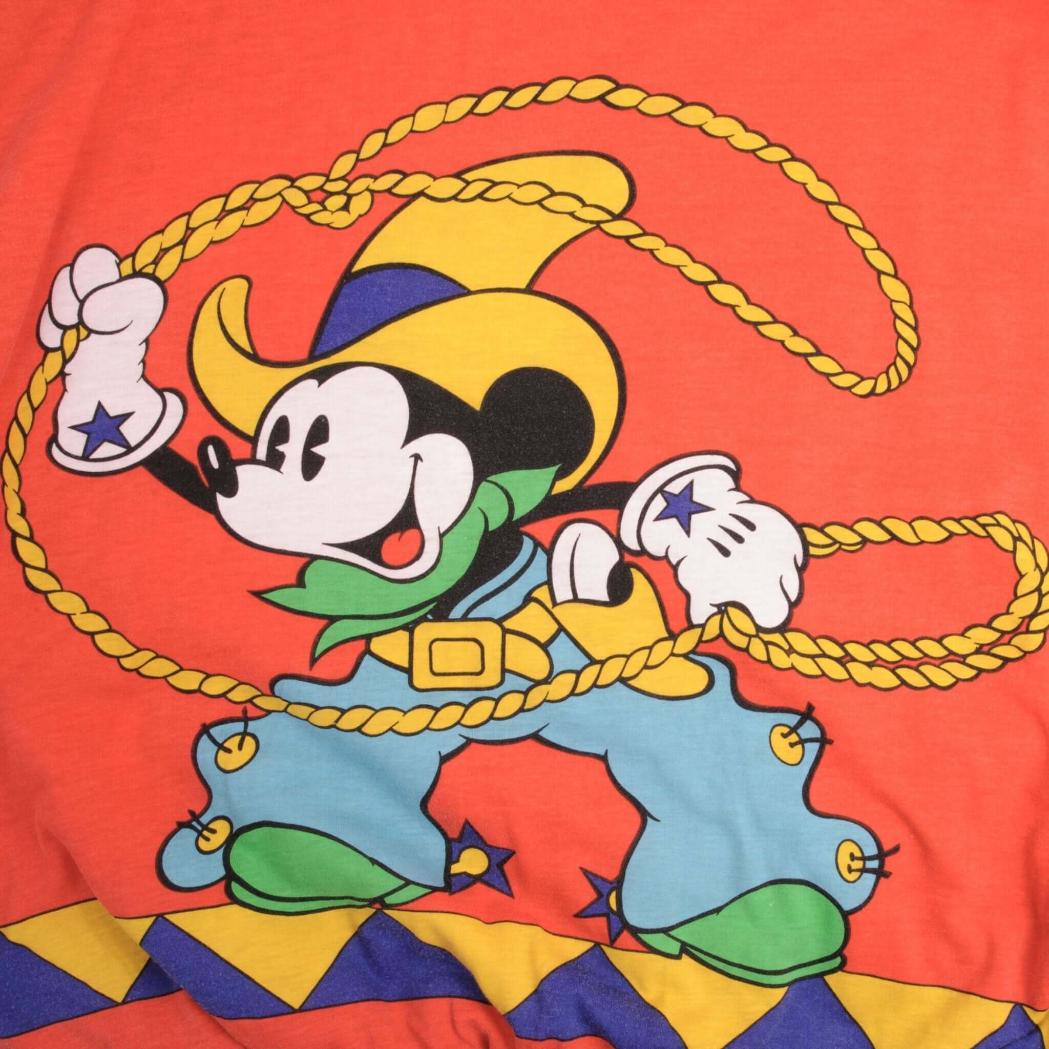 Vintage Disney All Over Print Mickey Cowboy Reversible Sweatshirt Size Large