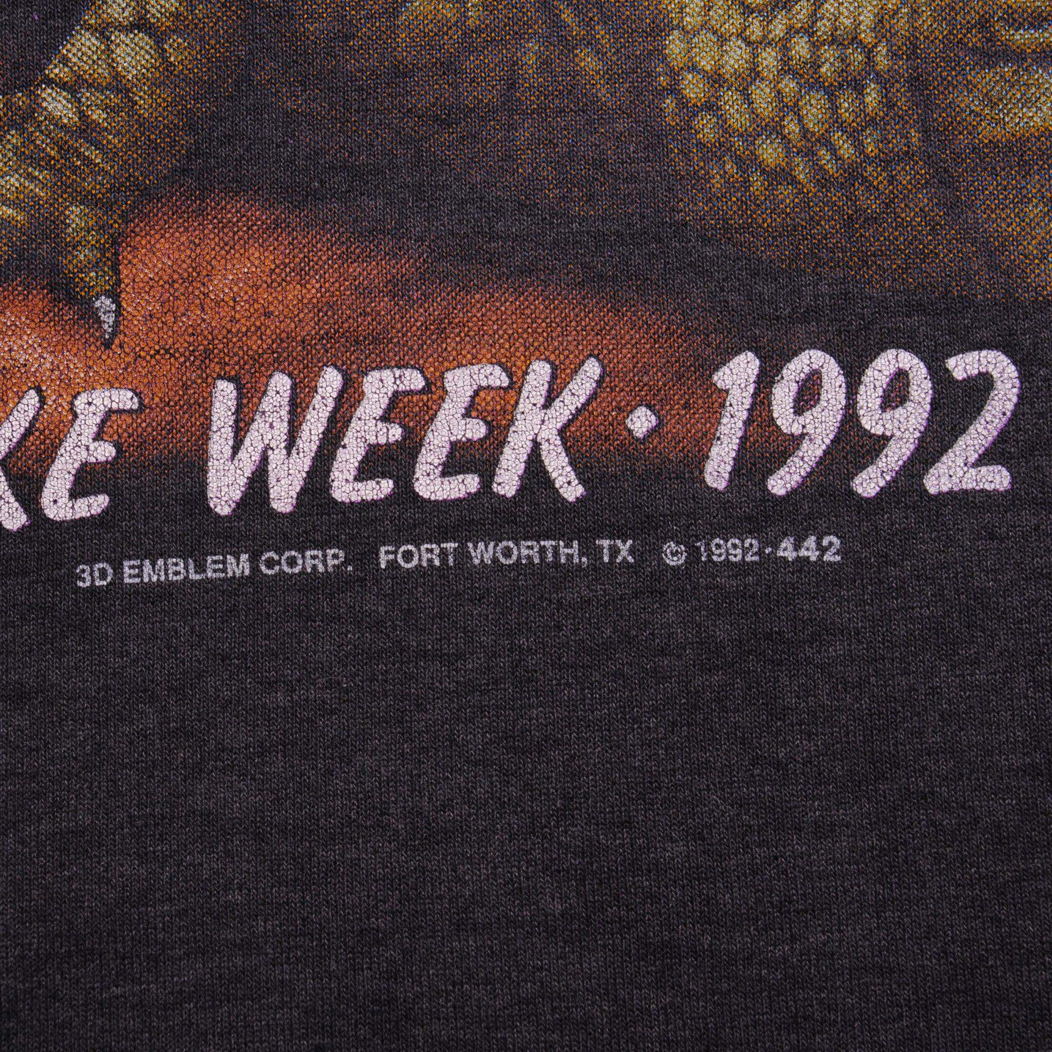 Vintage Harley Davidson Survivors Beach Week 1992 Tee Shirt Size Large With Single Stitch Sleeves.