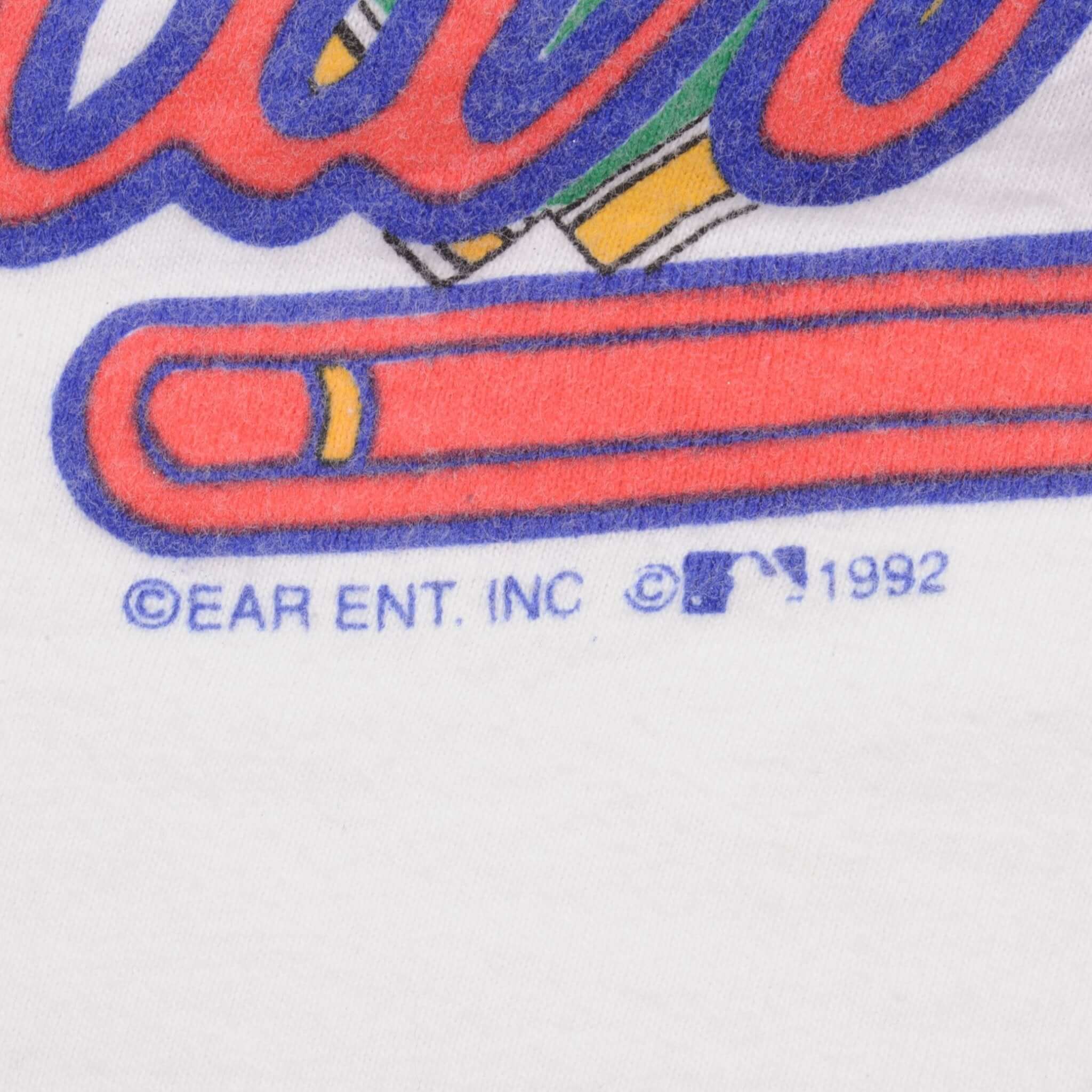 Vintage MLB Atlanta Braves Western Division Champions 1992 Back to Back White Tee Shirt Size XL Made In USA With Single Stitch Sleeves